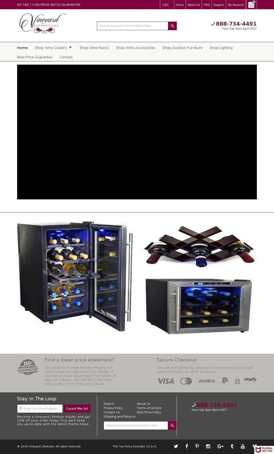 vineyardlifestyles.com shopify website screenshot