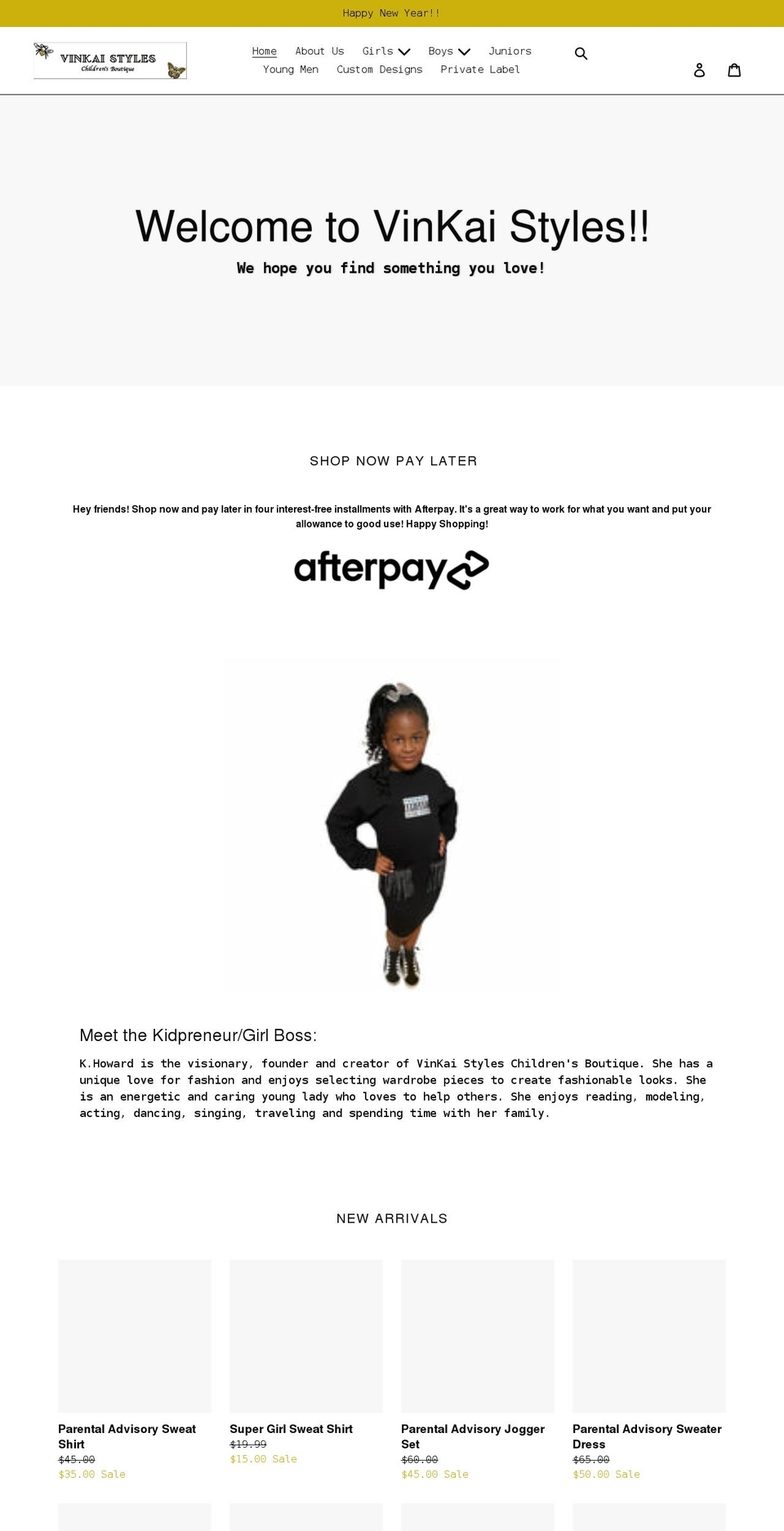 vinkaistyles.com shopify website screenshot