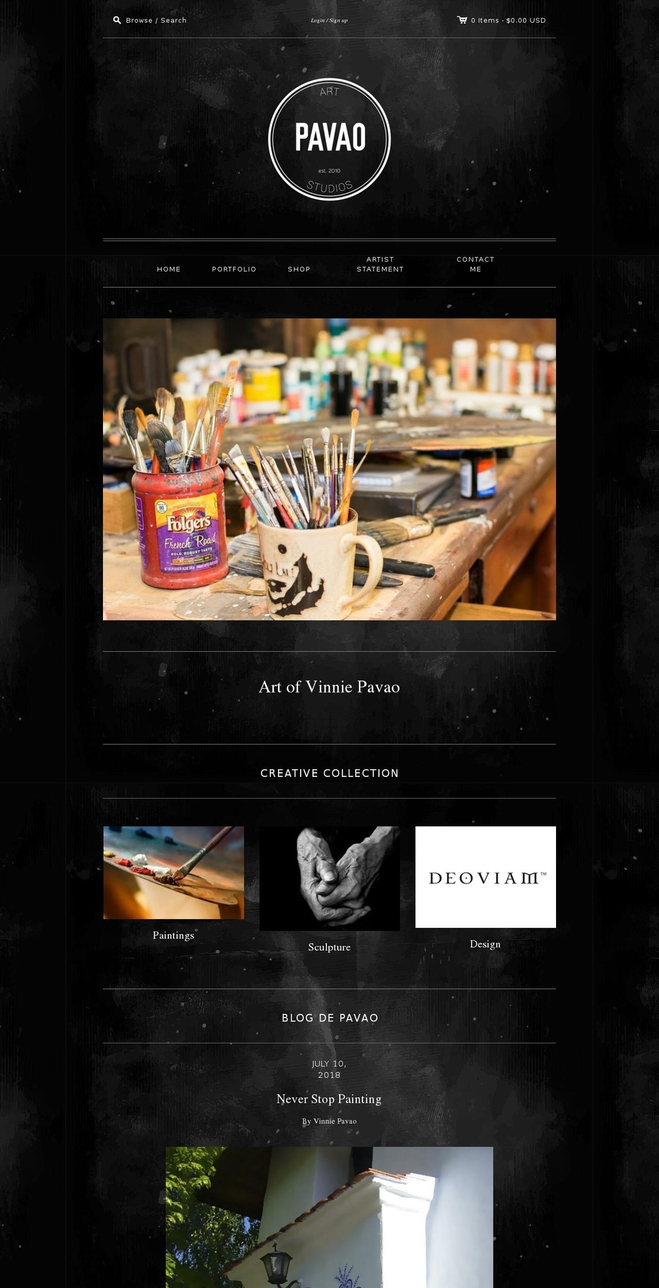 vinniepavao.com — Shopify storefront screenshot