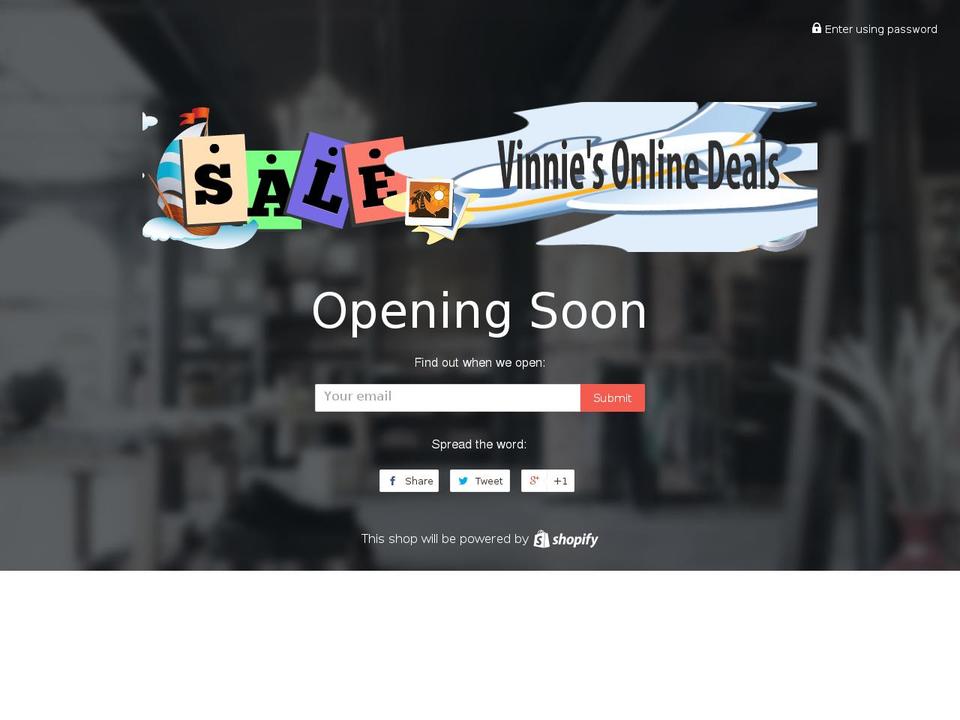 vinniesonlinedeals.com shopify website screenshot