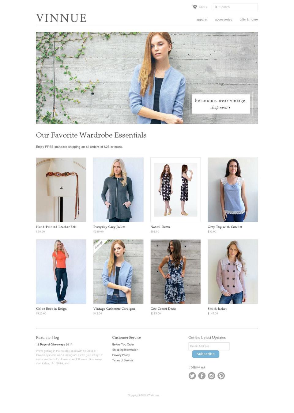 vinnue.com shopify website screenshot