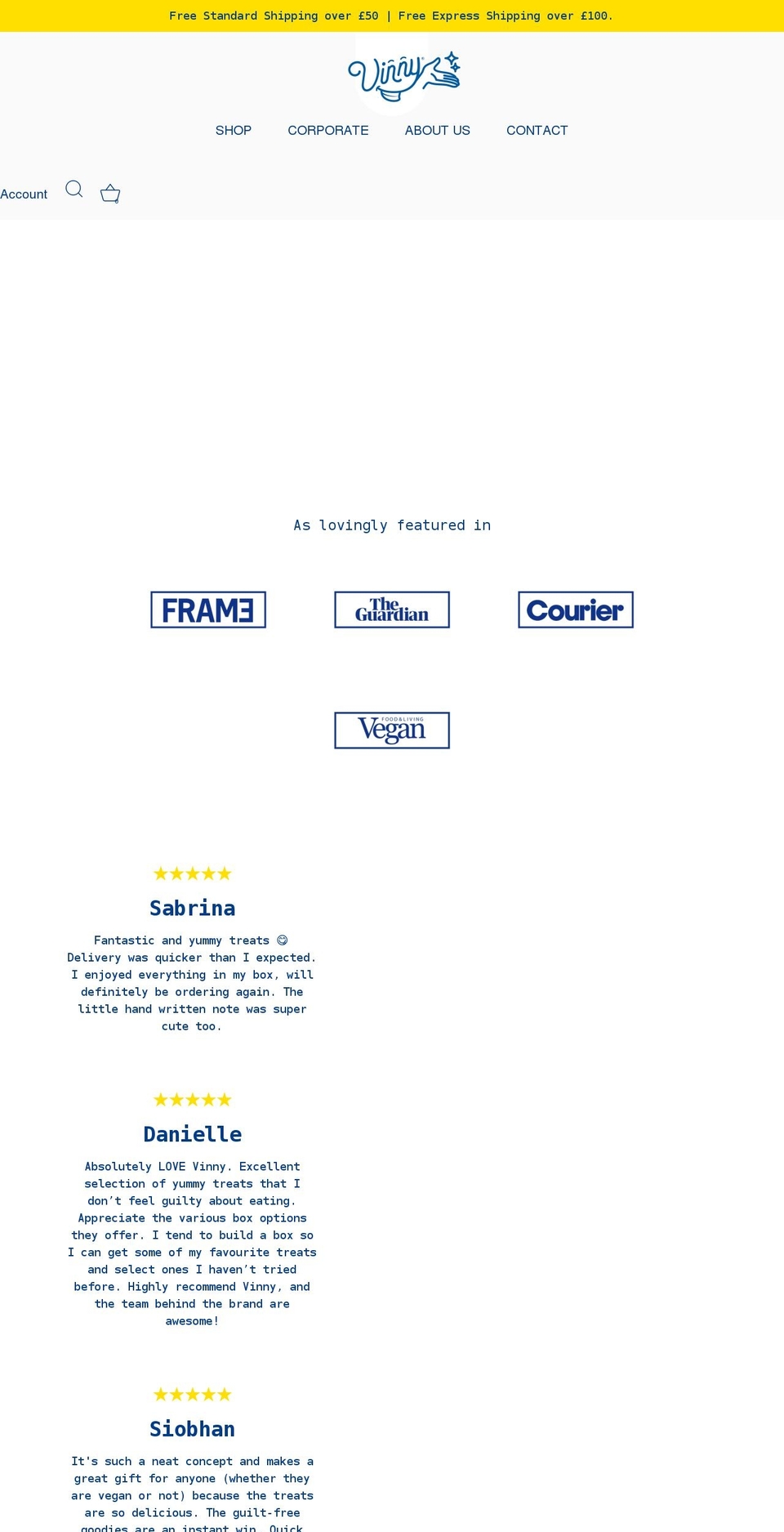 vinny.co.uk shopify website screenshot