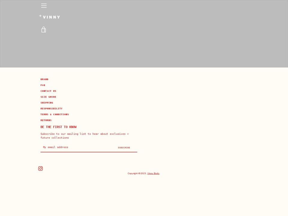 vinnybody.com shopify website screenshot