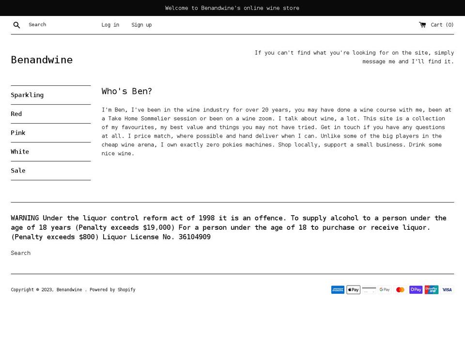 vino-list.myshopify.com shopify website screenshot