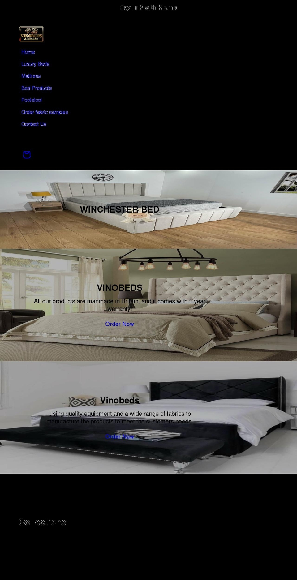 vinobeds.co.uk shopify website screenshot
