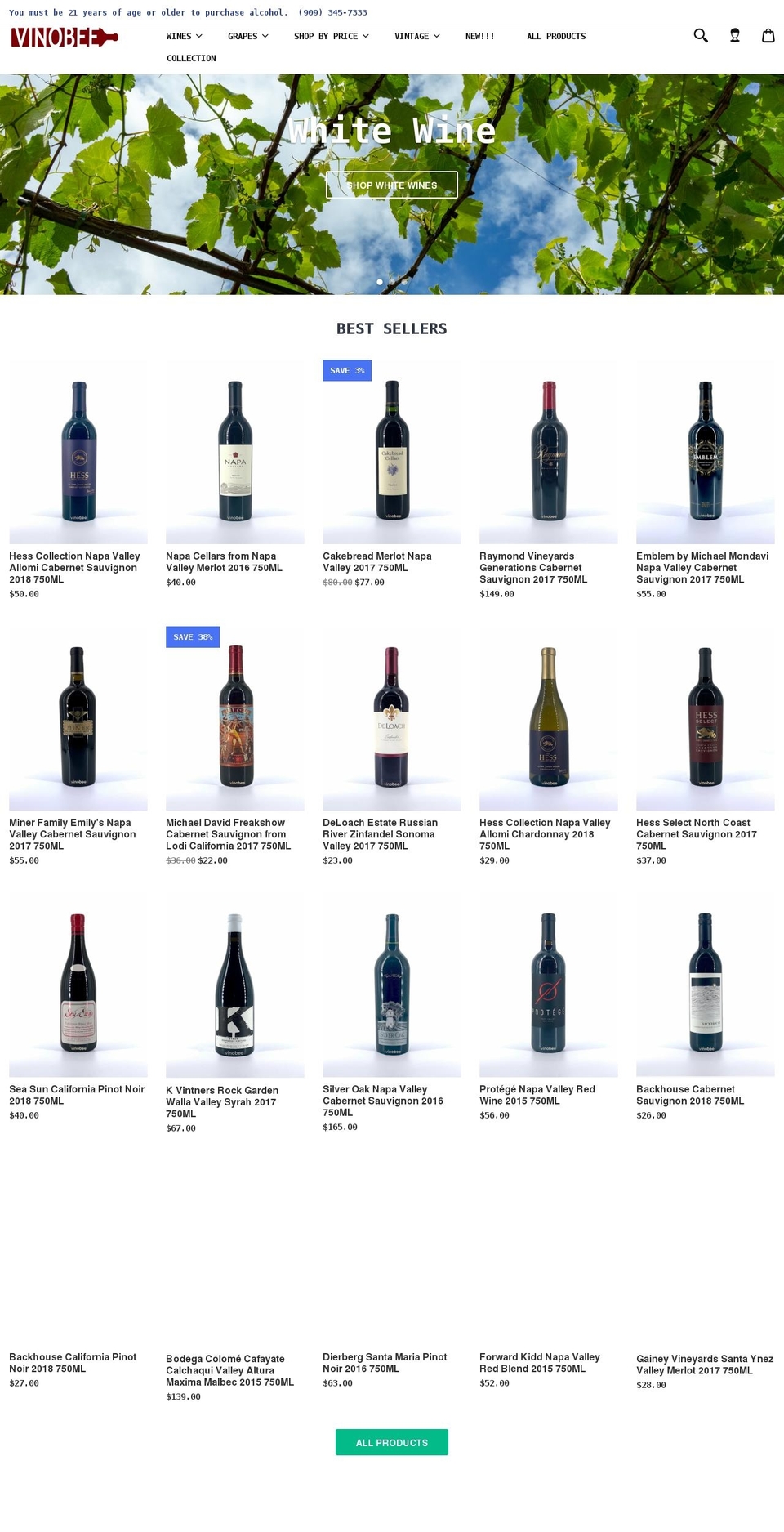 vinobee.com shopify website screenshot