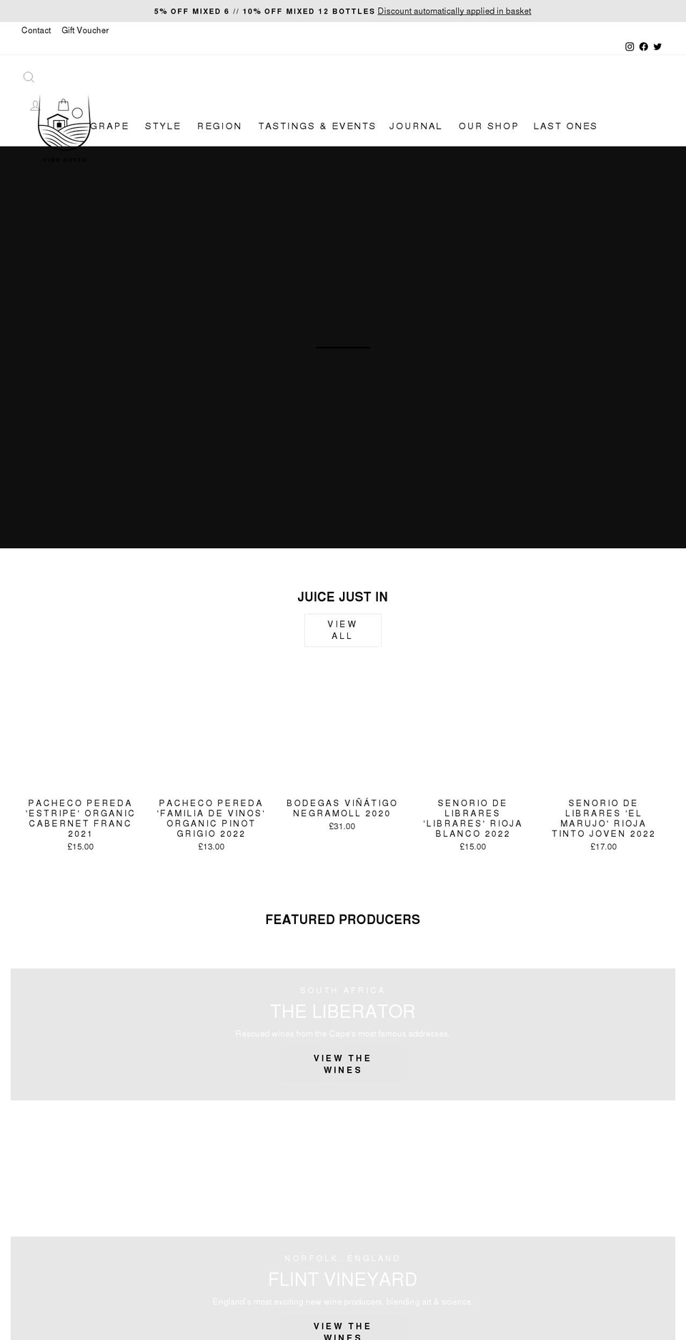 vinogusto.co.uk shopify website screenshot