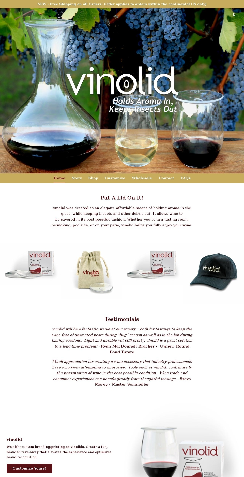 vinolid.com shopify website screenshot