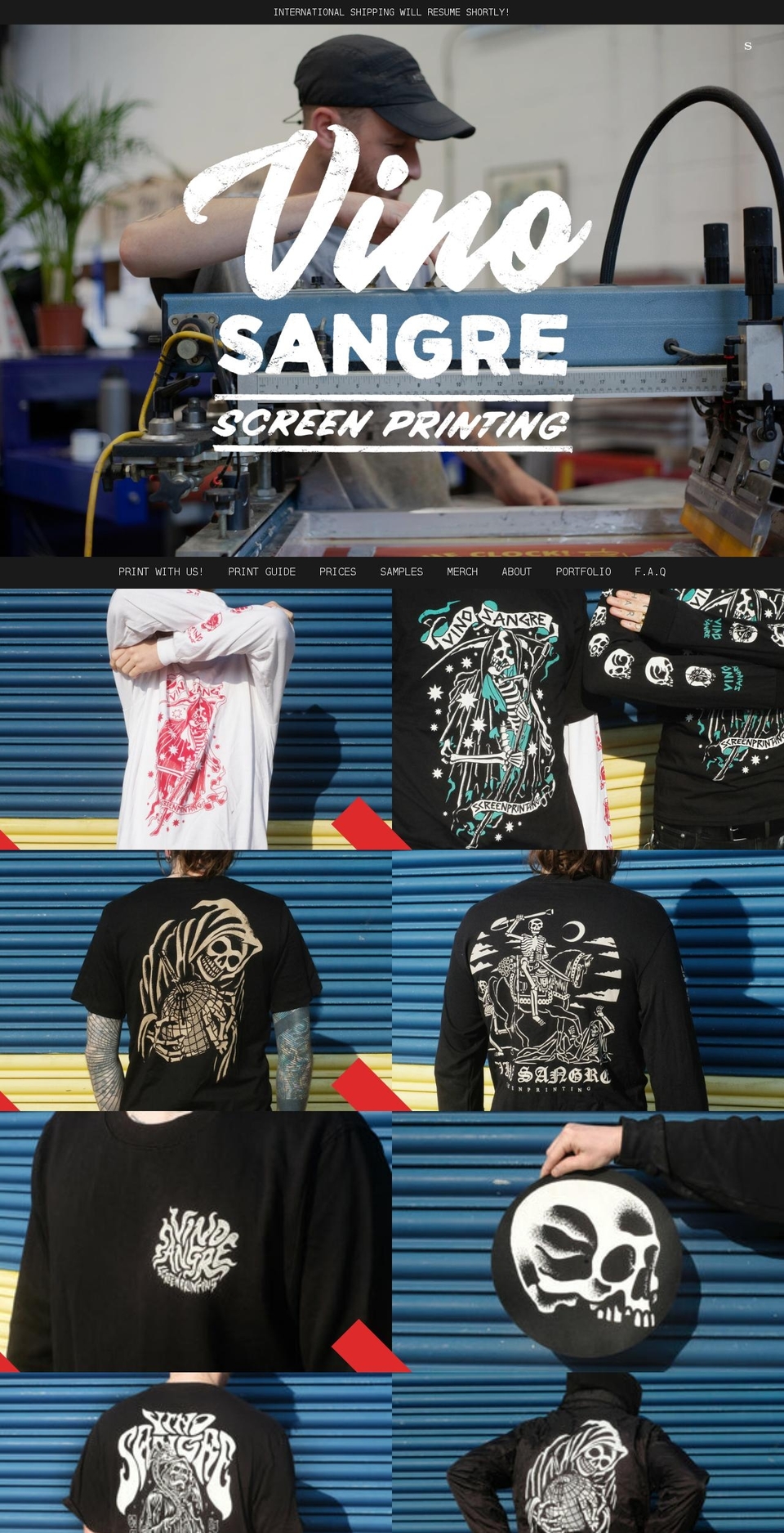 vinosangre.com shopify website screenshot