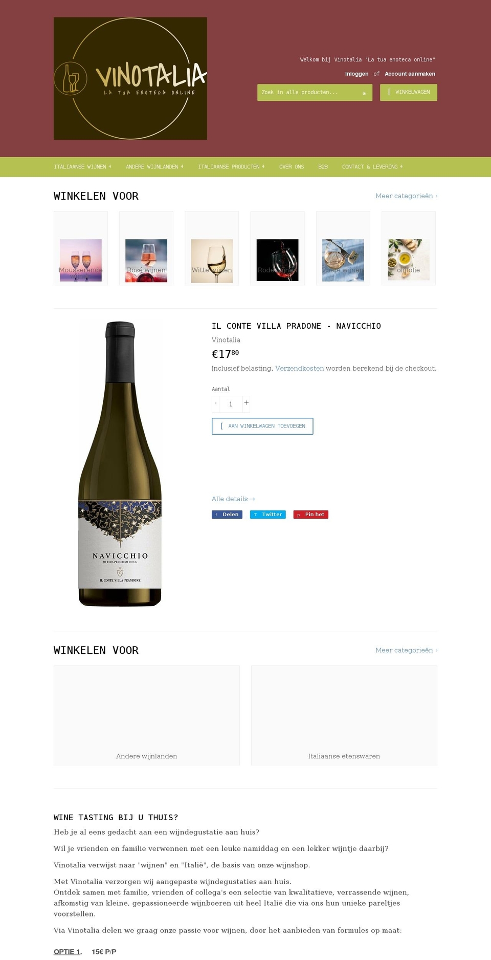 vinotalia.be shopify website screenshot