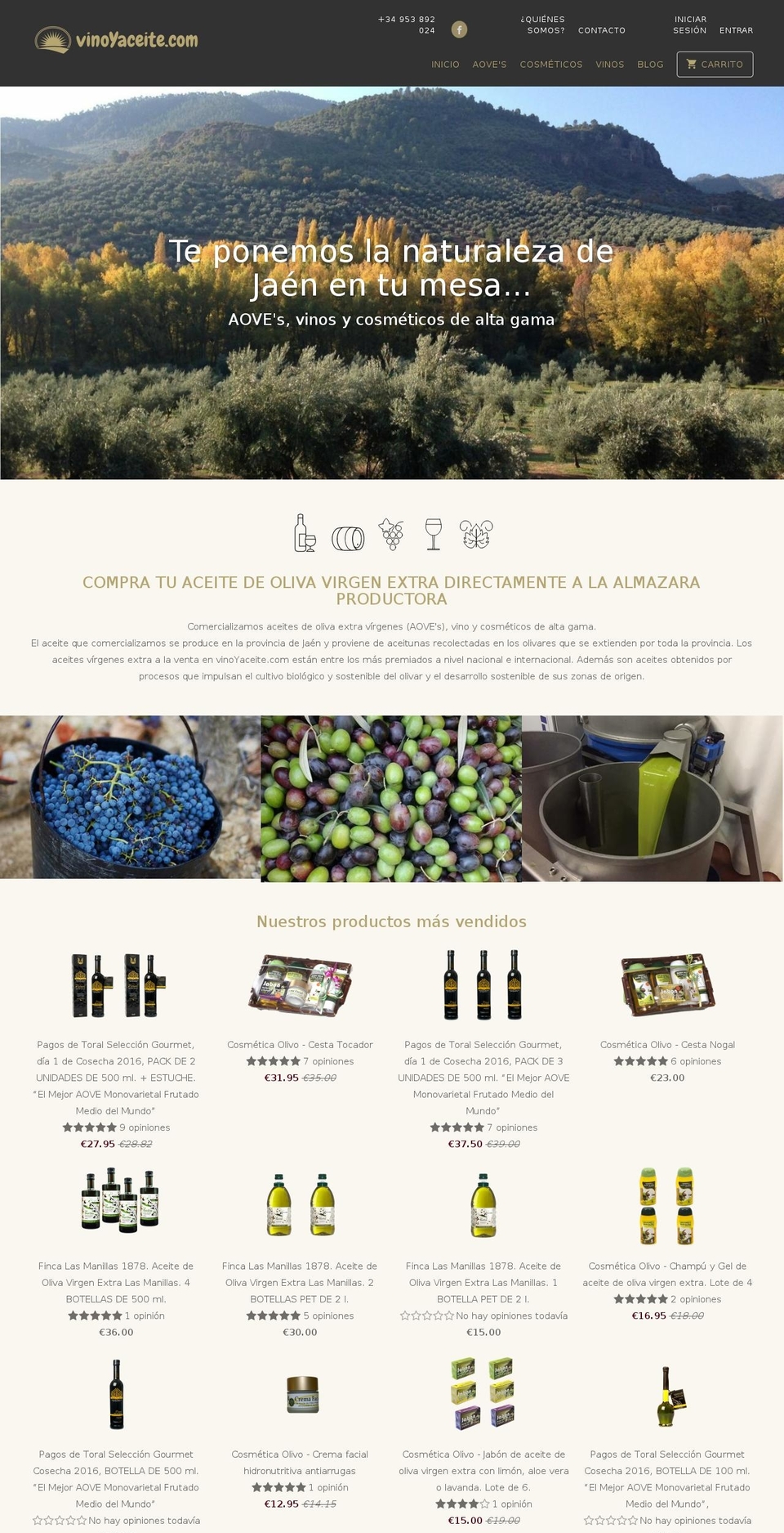 vinoyaceite.com shopify website screenshot