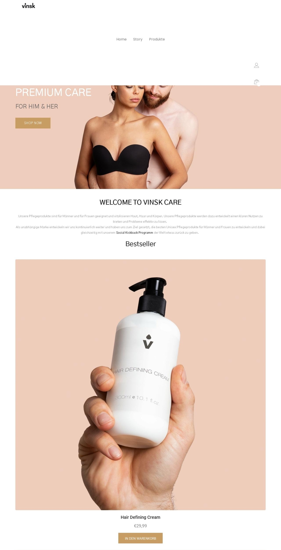 vinsk-care.com shopify website screenshot