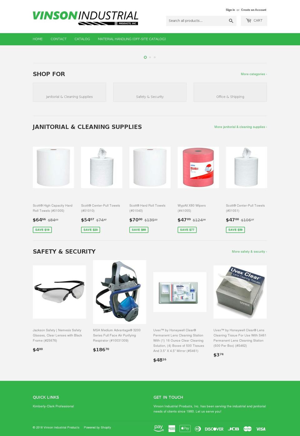 vinsonindustrialproducts.com — Shopify storefront screenshot