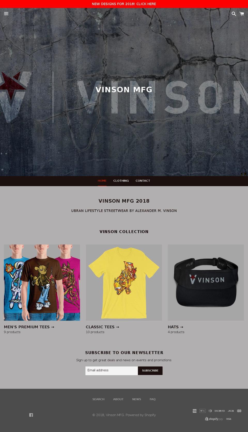 vinsonmfg.com — Shopify storefront screenshot