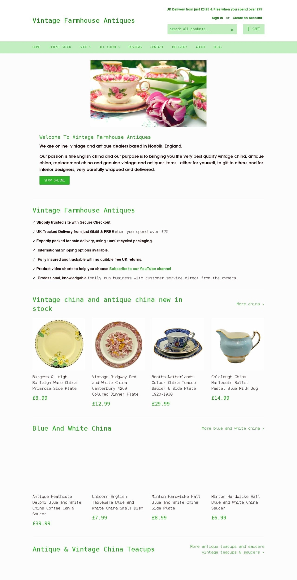 vintage-and-antiques.co.uk shopify website screenshot