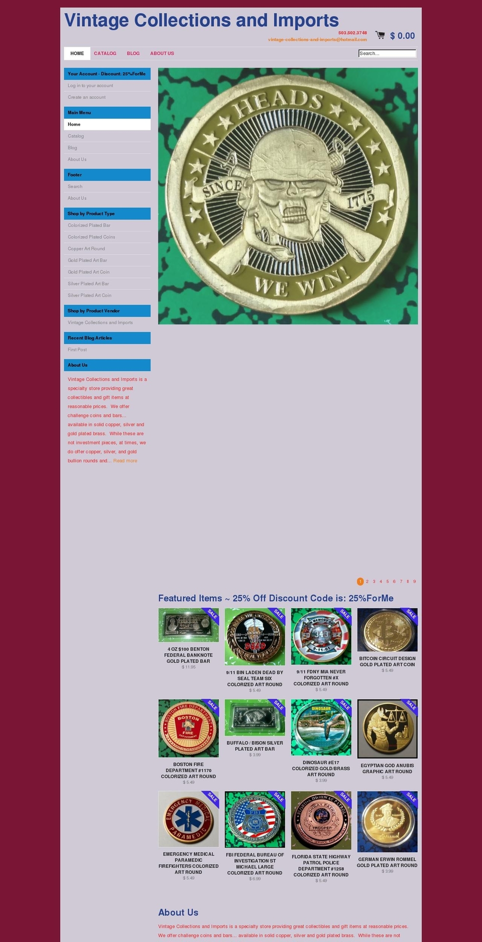 vintage-collections-and-imports.com — Shopify storefront screenshot