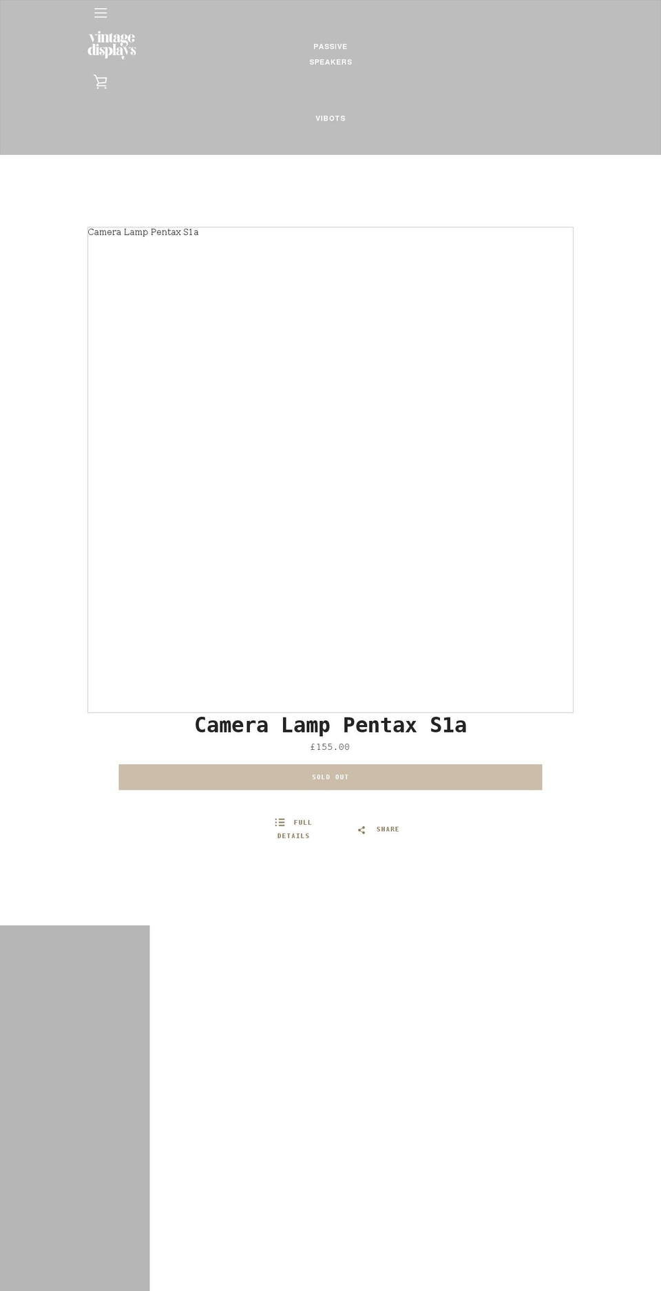 vintage-displays.co.uk shopify website screenshot