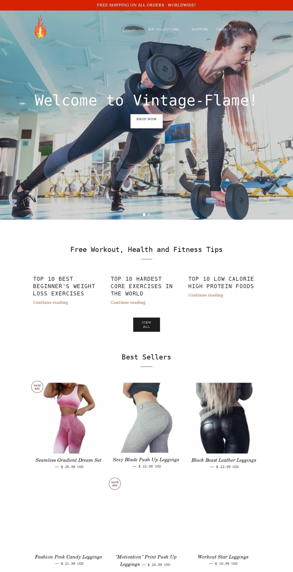 vintage-flame.com shopify website screenshot
