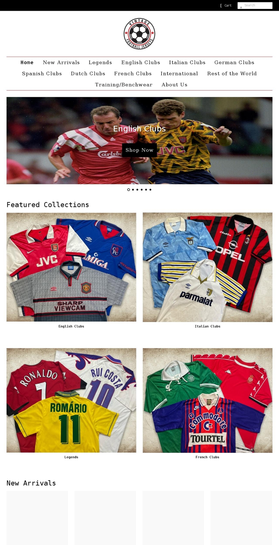 vintage-football-jerseys.co.uk shopify website screenshot