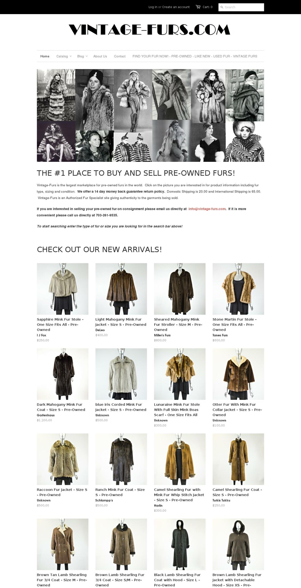 vintage-furs.com shopify website screenshot