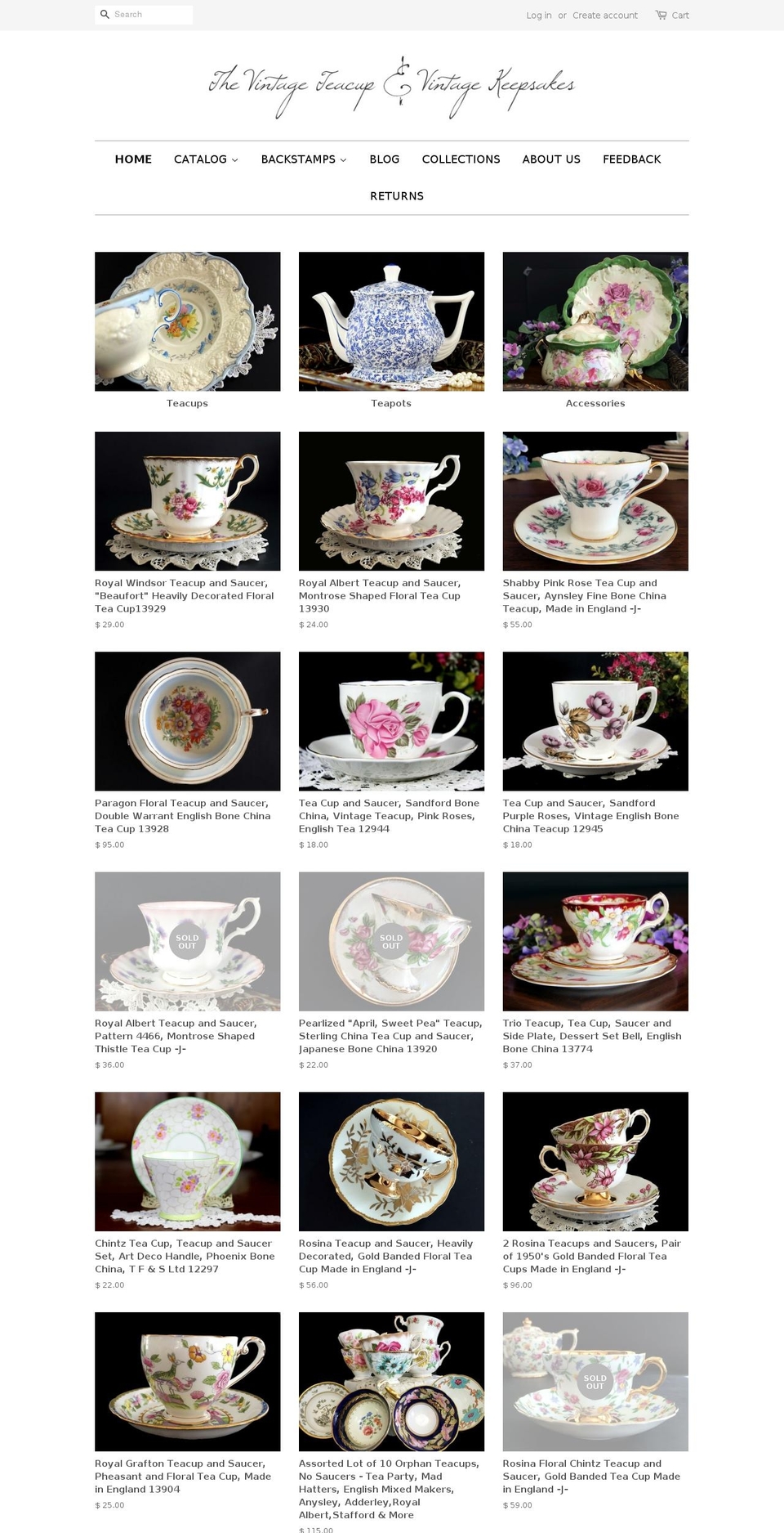vintage-keepsakes.com shopify website screenshot
