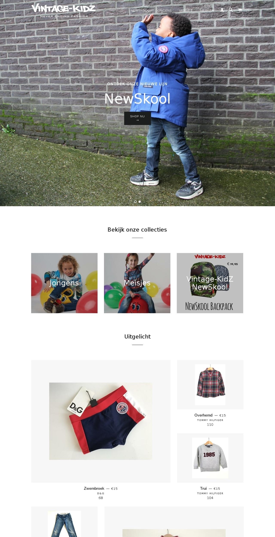 vintage-kidz.nl shopify website screenshot