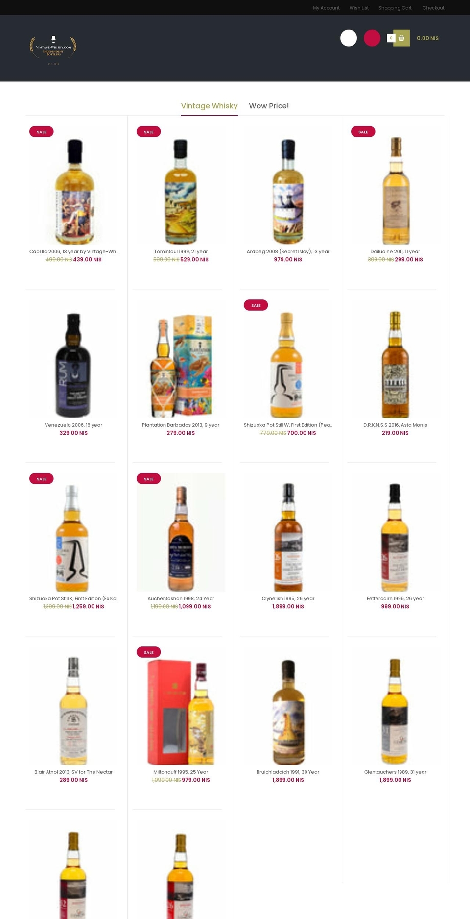 vintage-whisky.com shopify website screenshot