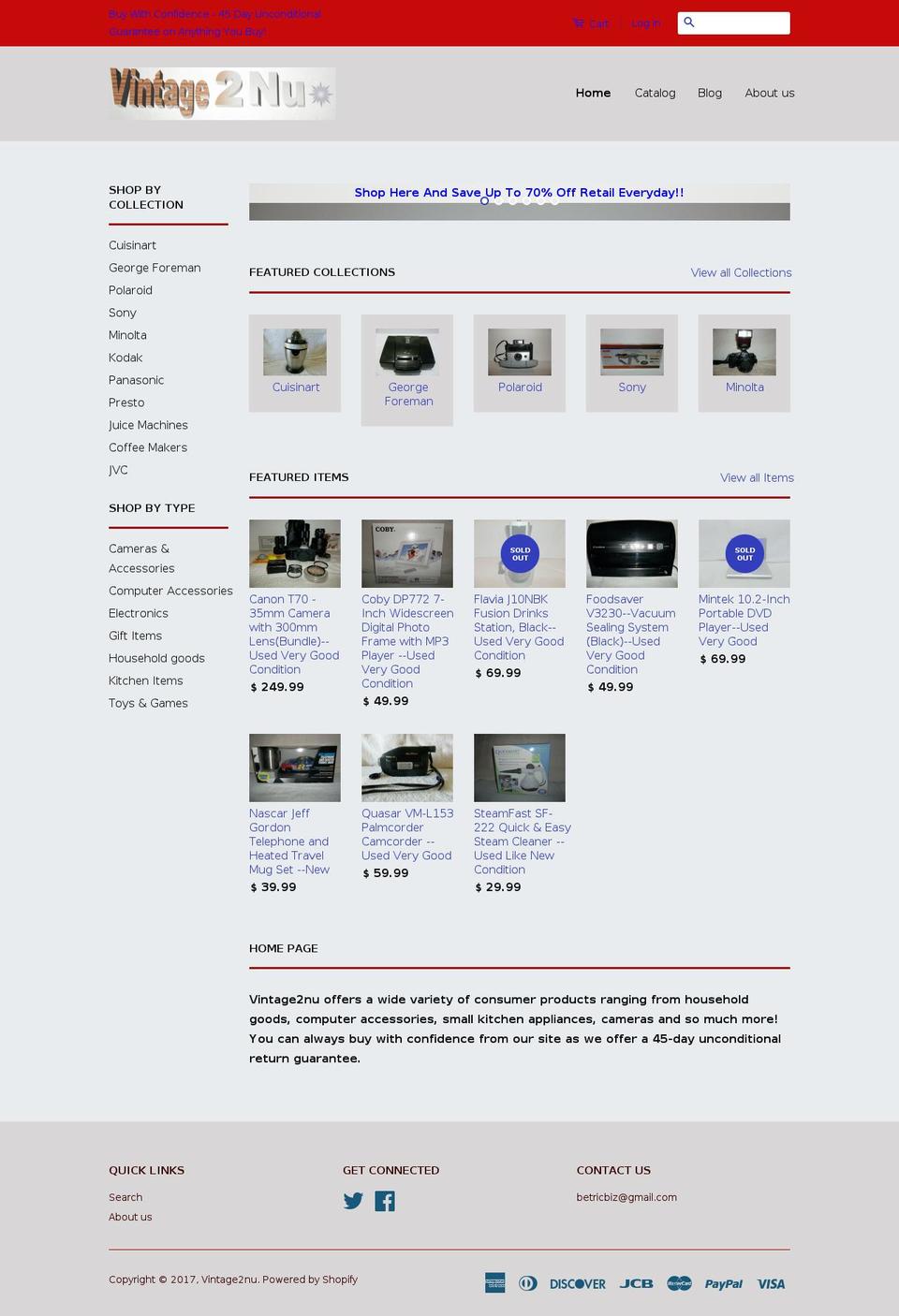 vintage2nu.com shopify website screenshot