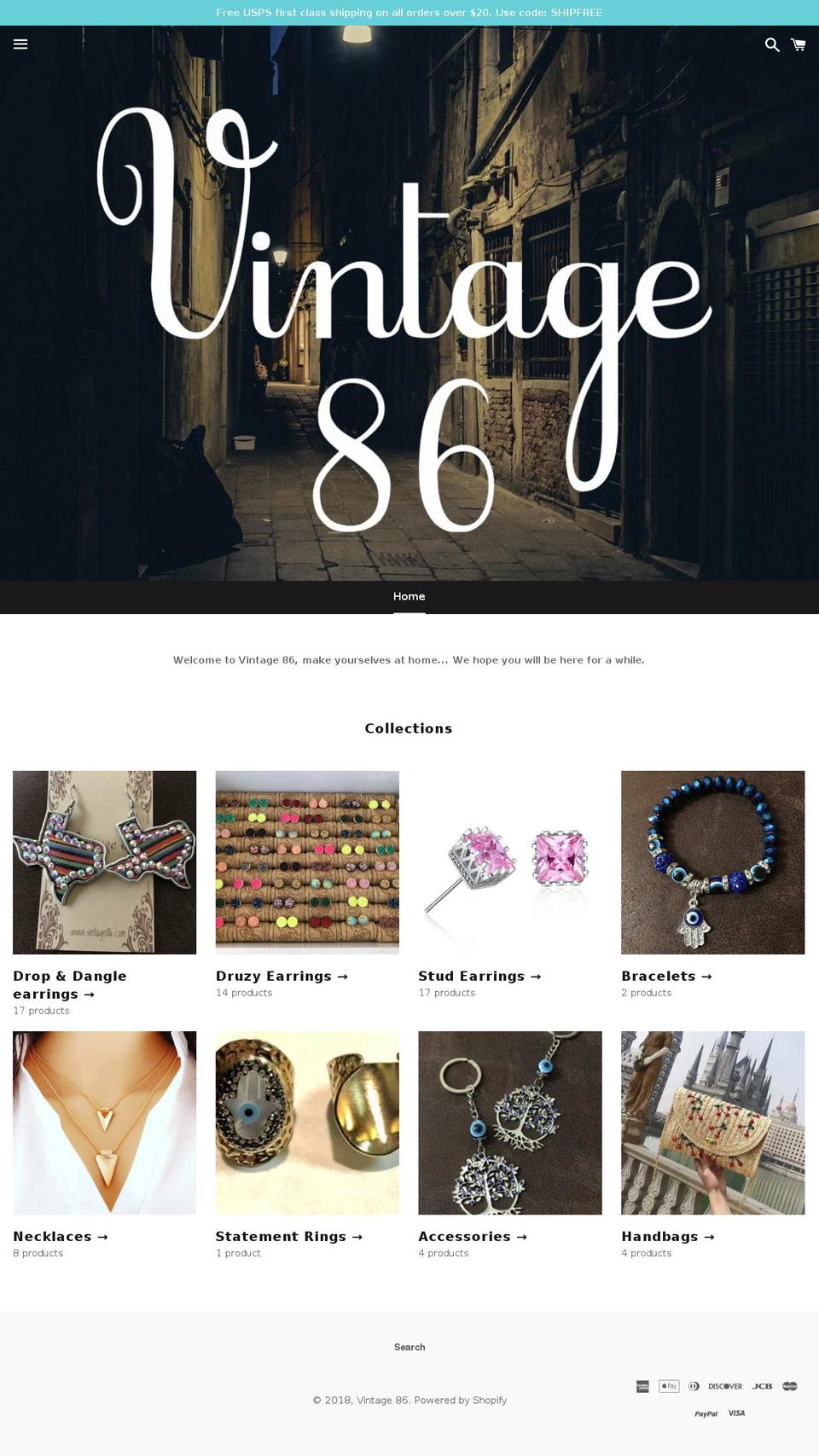 vintage86.com shopify website screenshot