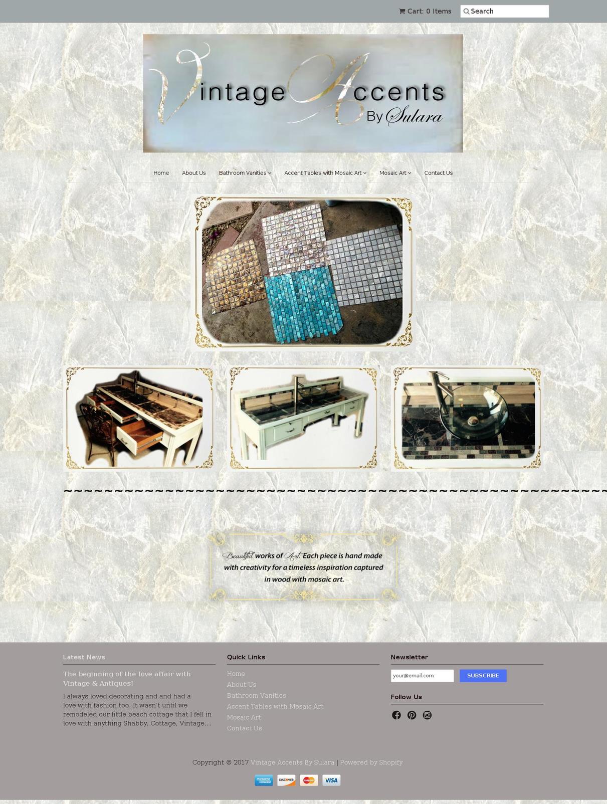 vintageaccentsbysulara.com shopify website screenshot