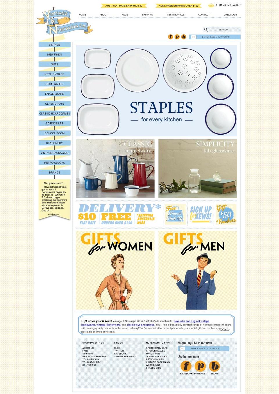 vintageandnostalgiaco.com shopify website screenshot