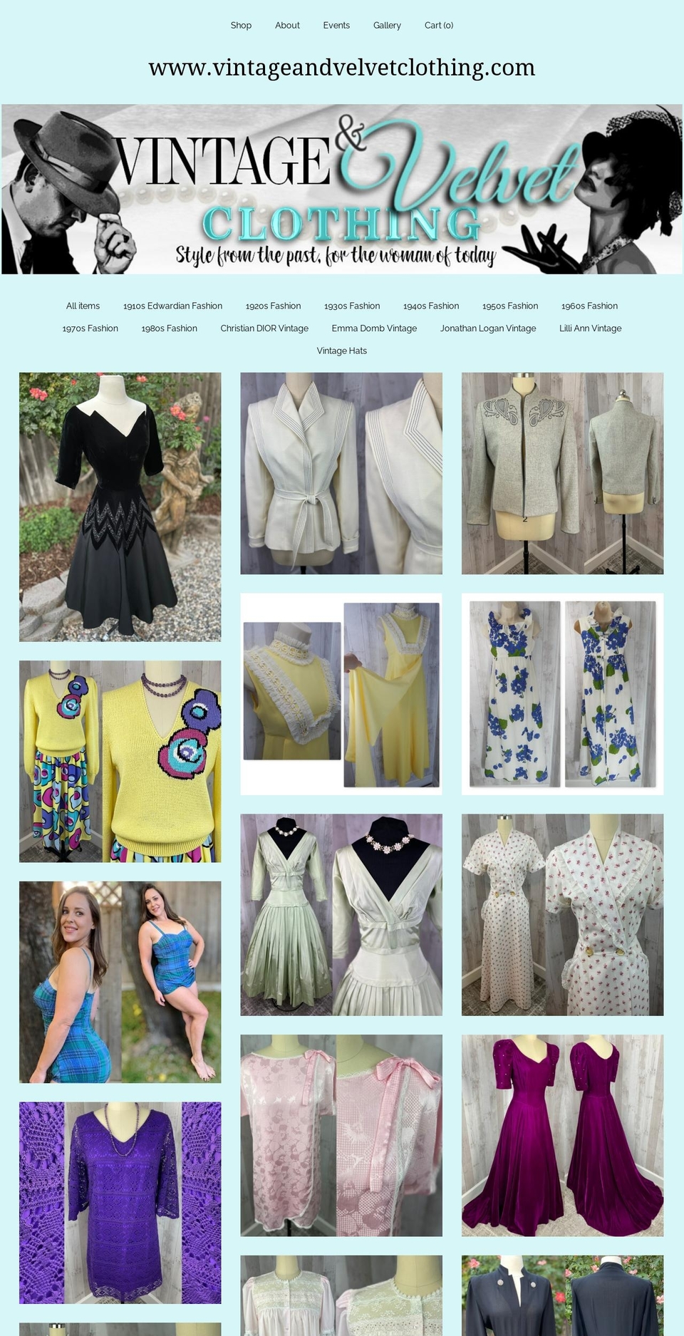 vintageandvelvetclothing.com — Shopify storefront screenshot