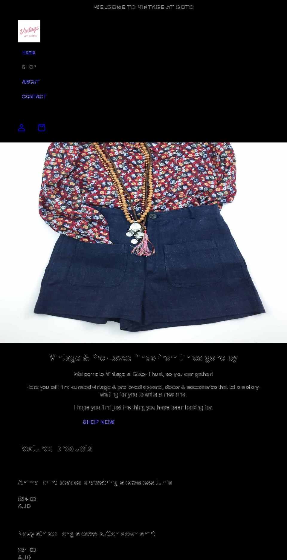 vintageatgoto.com shopify website screenshot