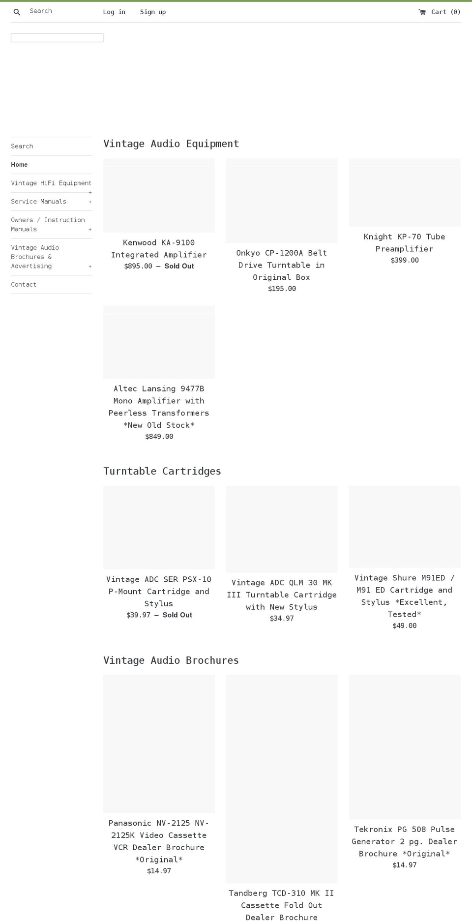 vintageaudiostore.com shopify website screenshot