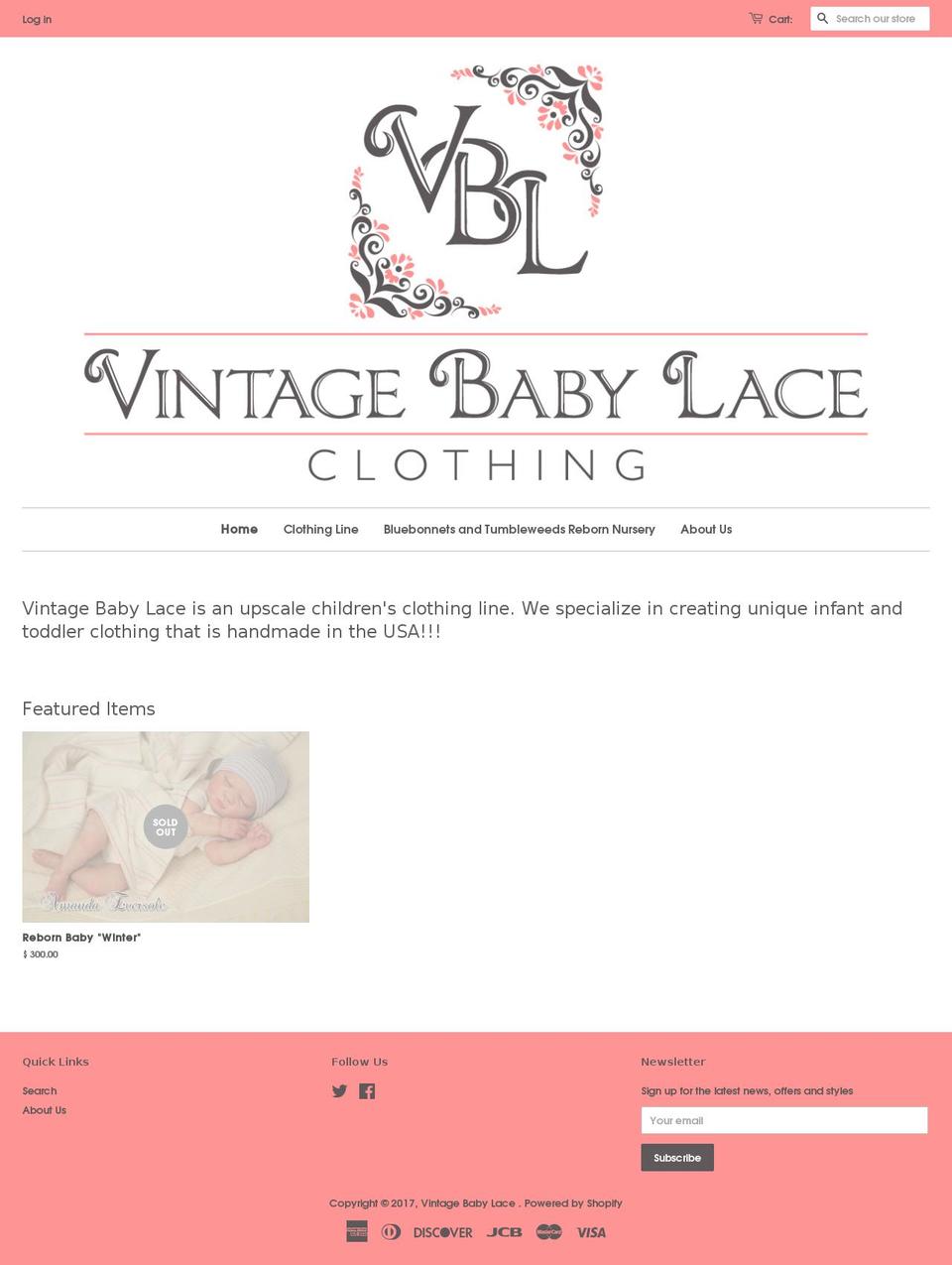 vintagebabylace.com shopify website screenshot