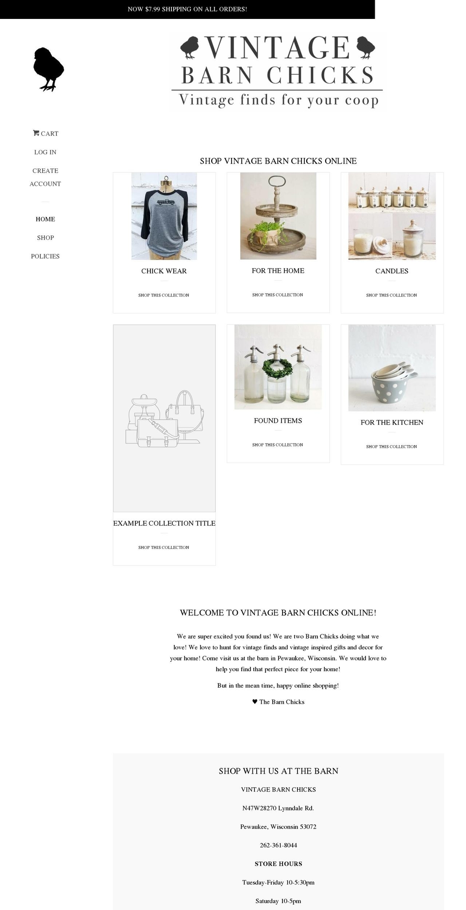 vintagebarnchicks.com shopify website screenshot