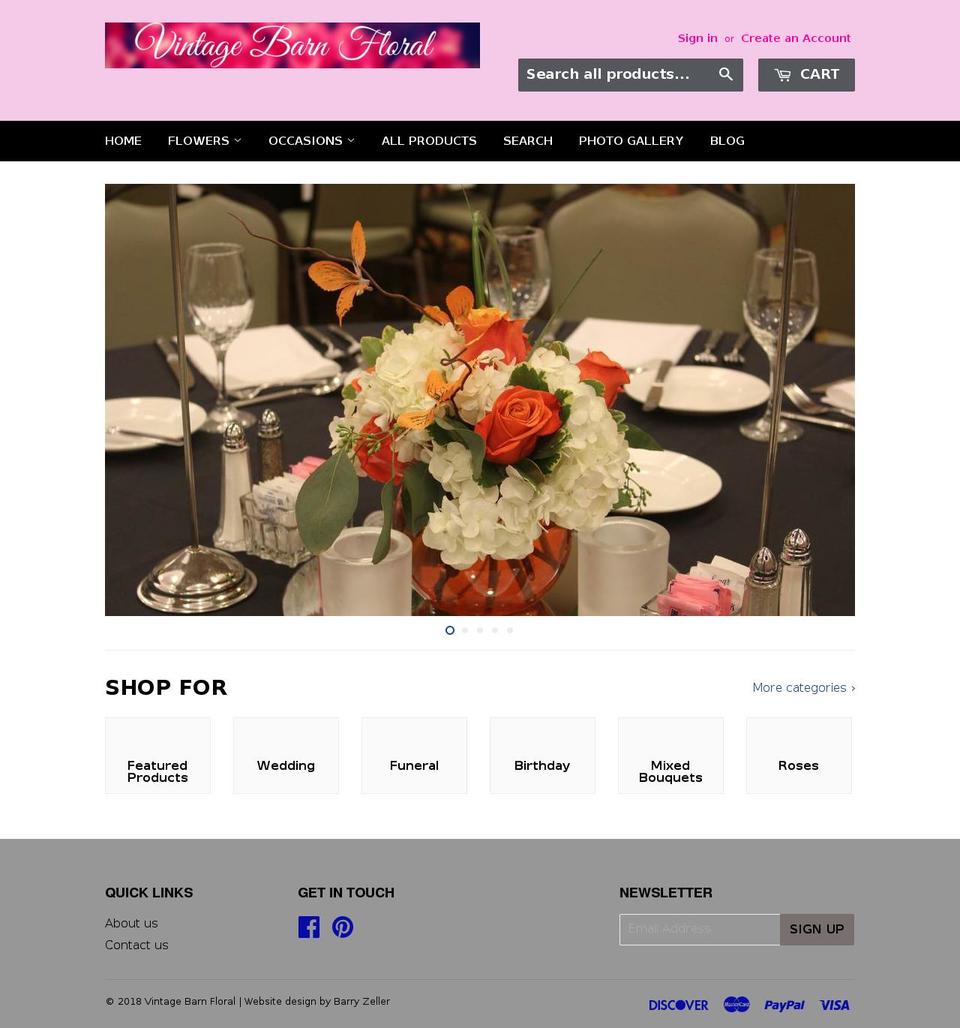 vintagebarnfloral.com shopify website screenshot
