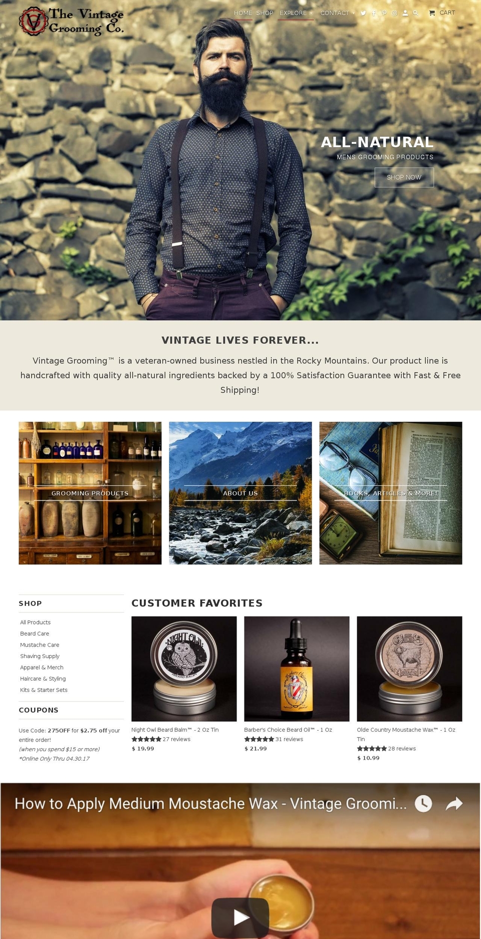 vintagebeardcompany.com shopify website screenshot
