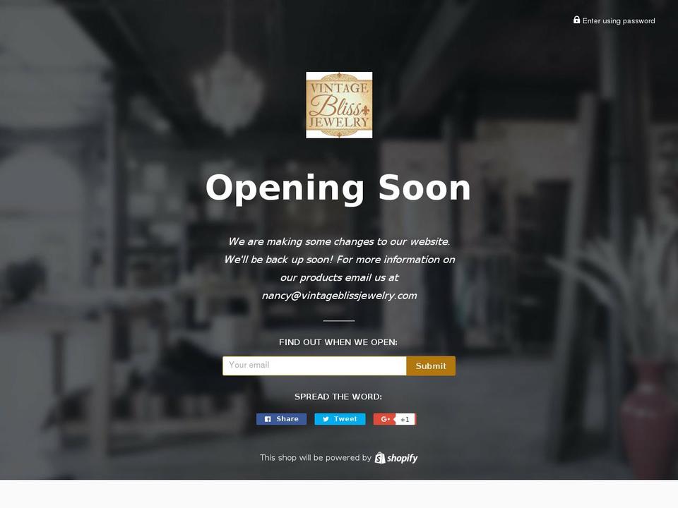 vintageblissjewelry.com shopify website screenshot