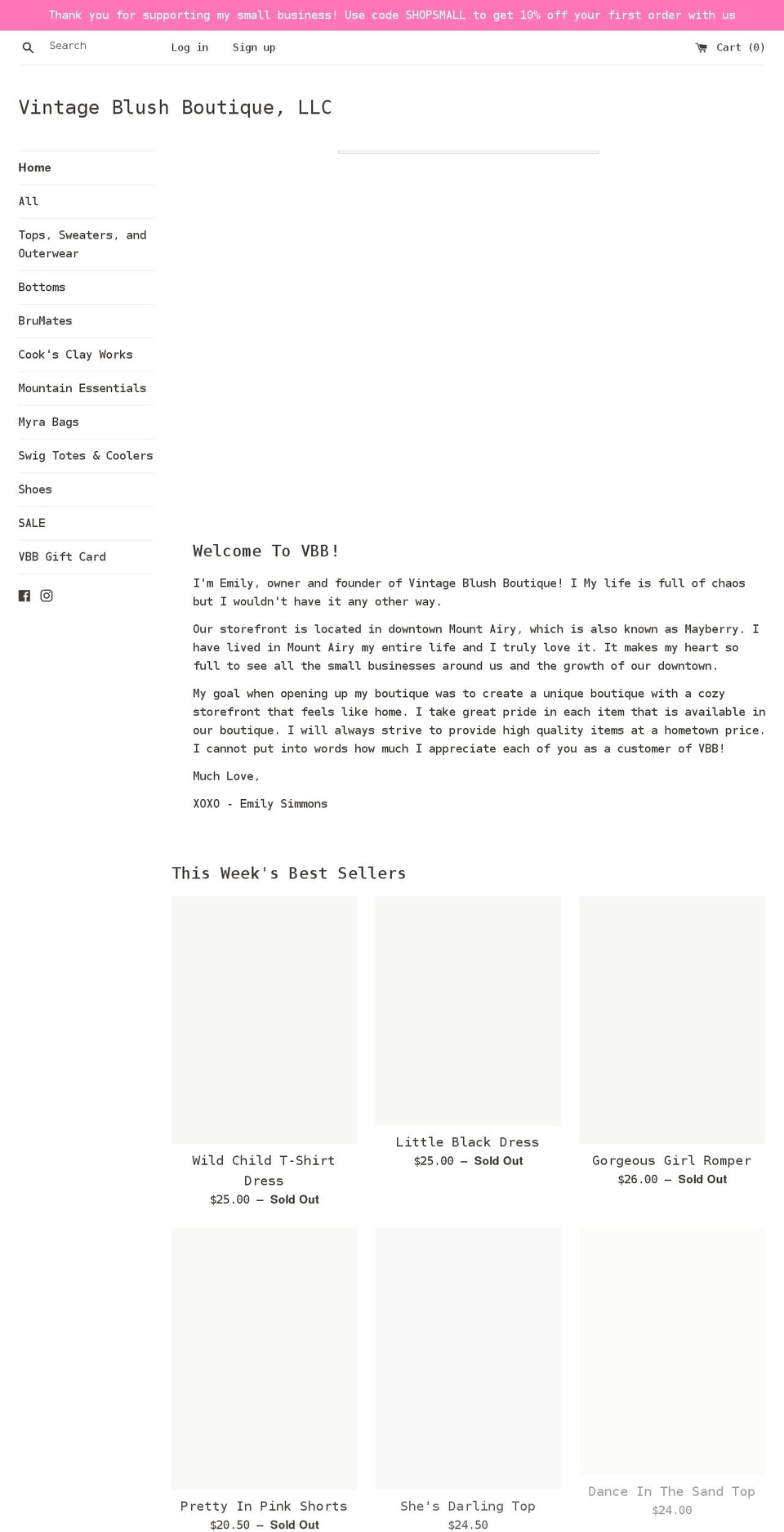 vintageblushboutiquellc.com shopify website screenshot