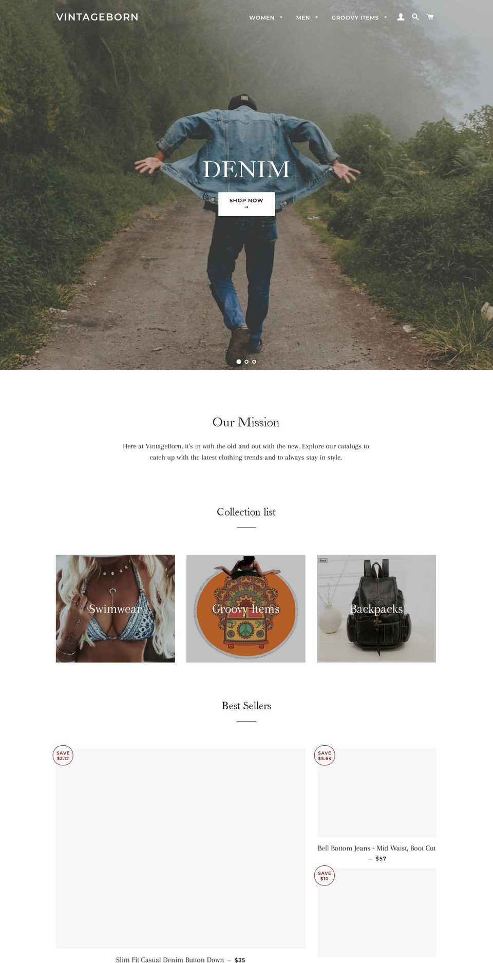 vintageborn.com — Shopify storefront screenshot
