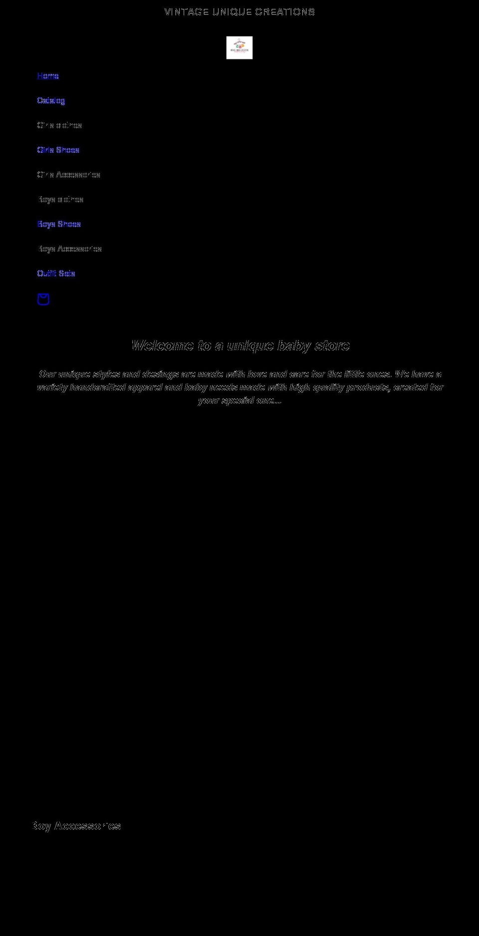 vintageboutiqueforyourbaby.com shopify website screenshot