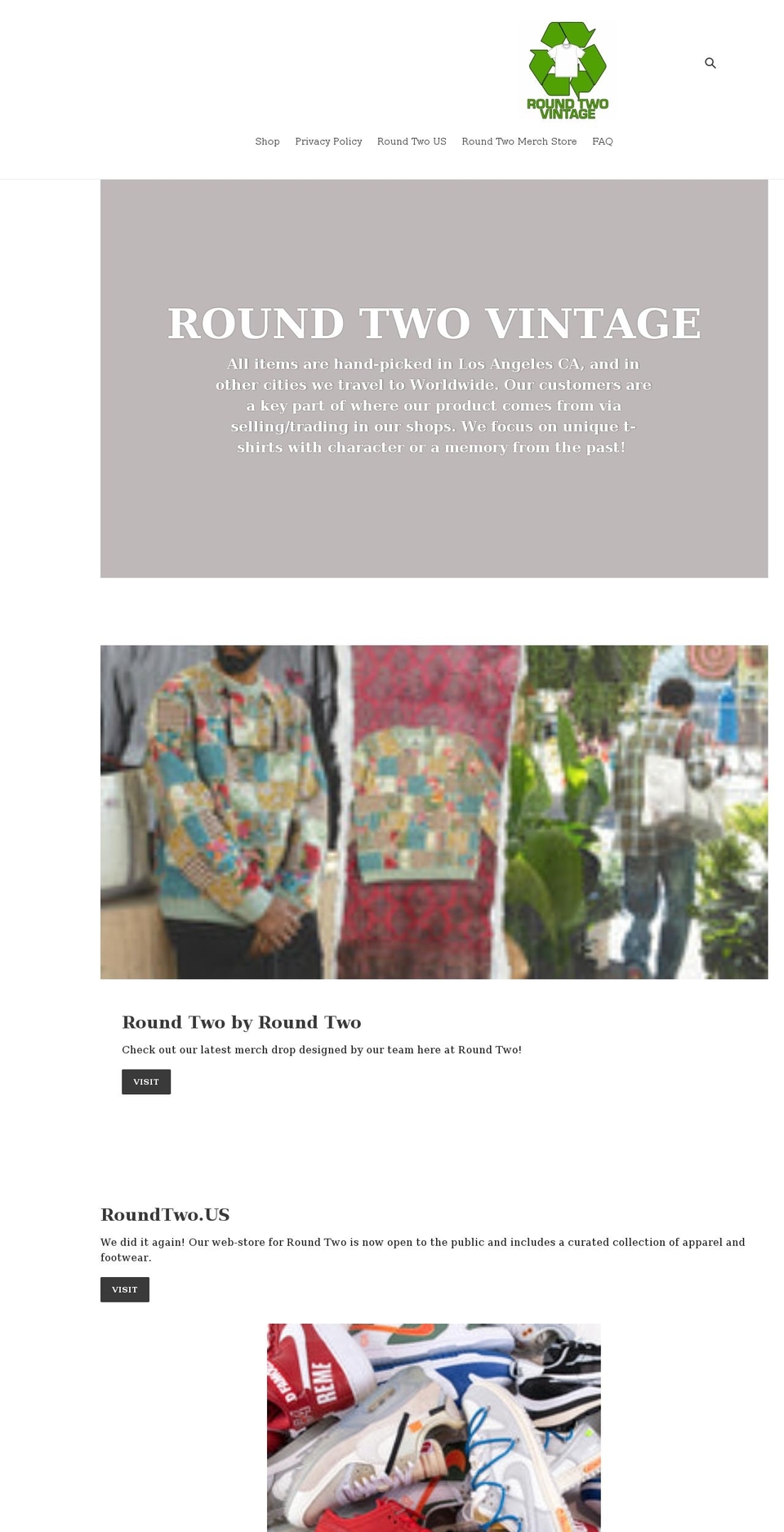 vintagebyroundtwo.com shopify website screenshot