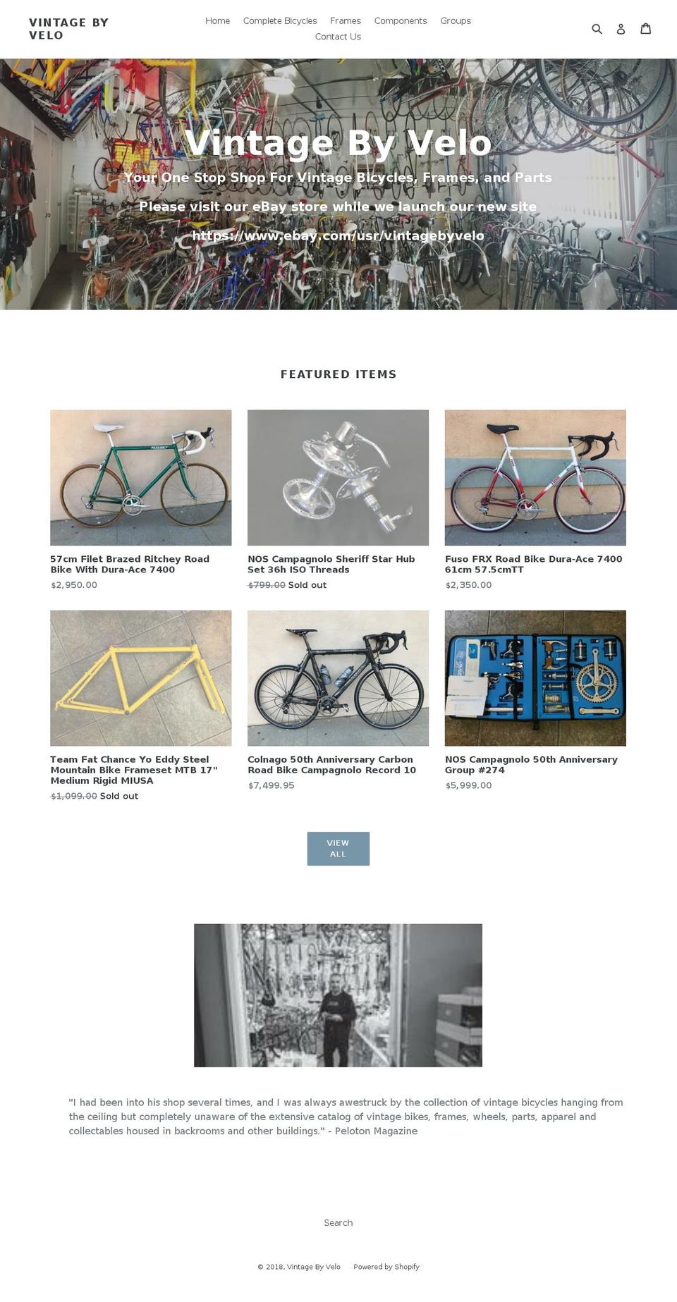 vintagebyvelo.com — Shopify storefront screenshot