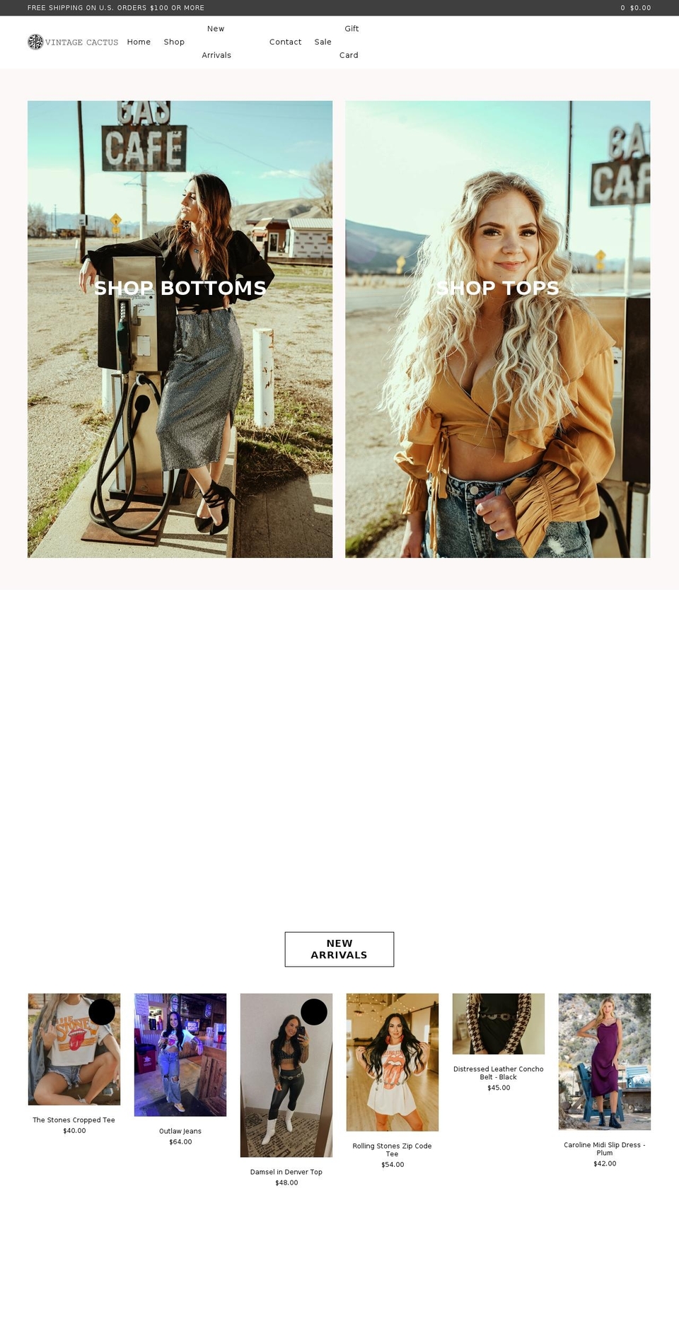 vintagecactus.com shopify website screenshot