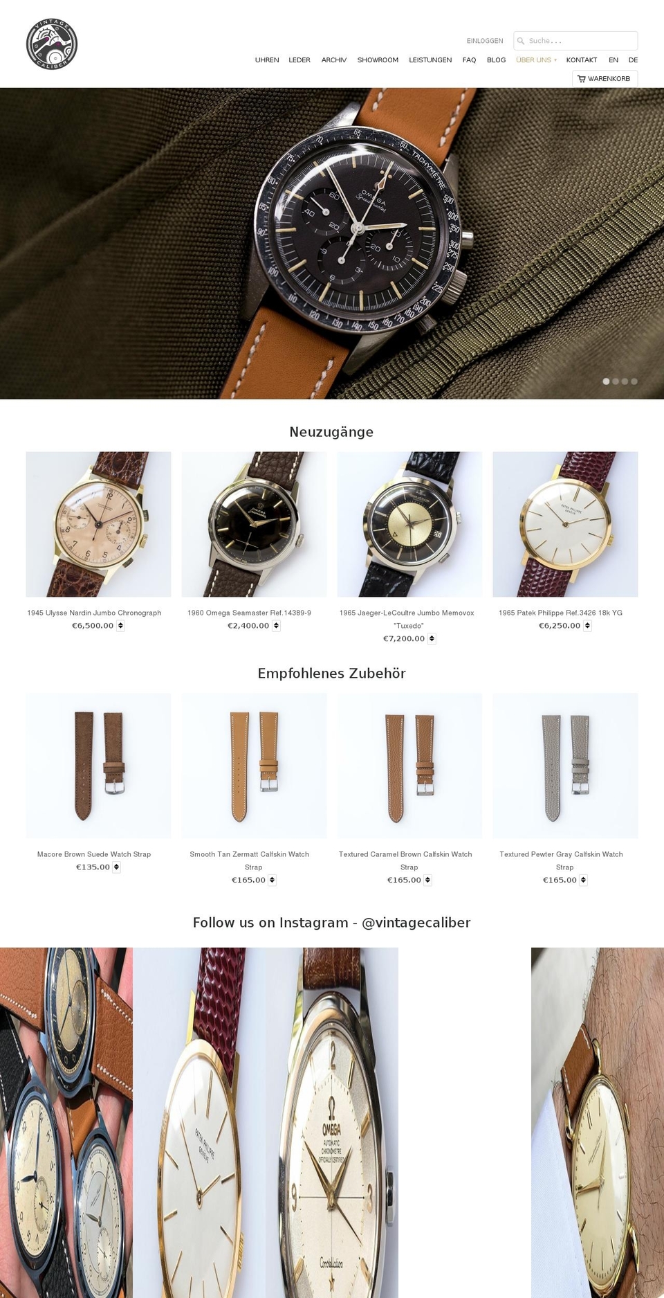 vintagecaliber.de shopify website screenshot