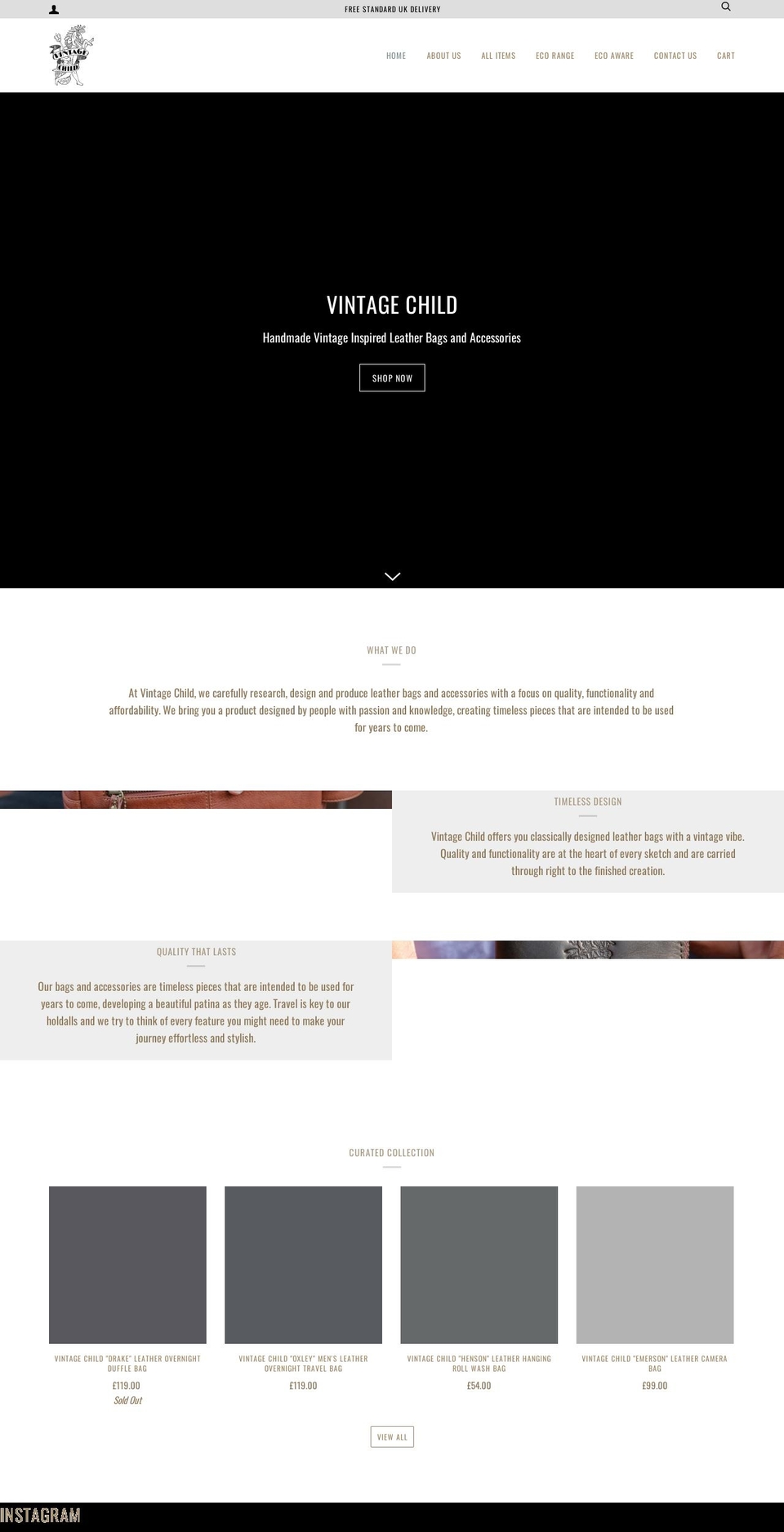 vintagechild.co.uk shopify website screenshot