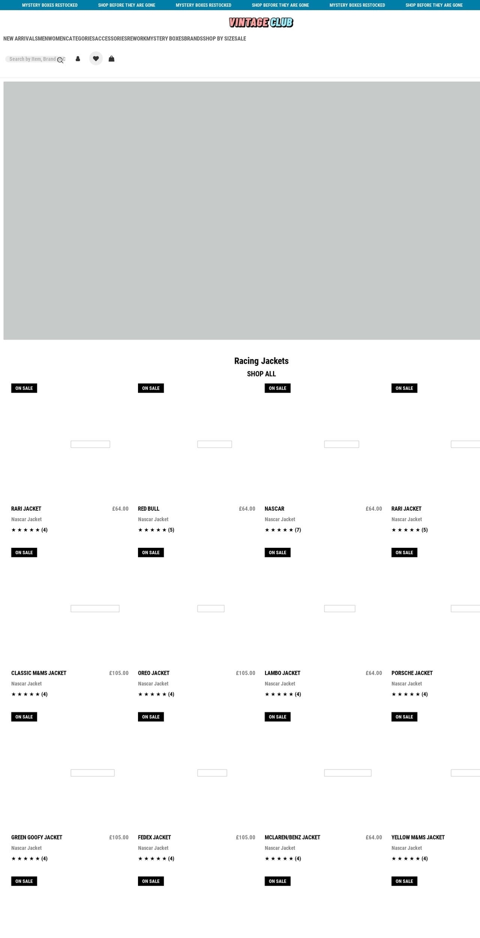 vintageclub.uk shopify website screenshot