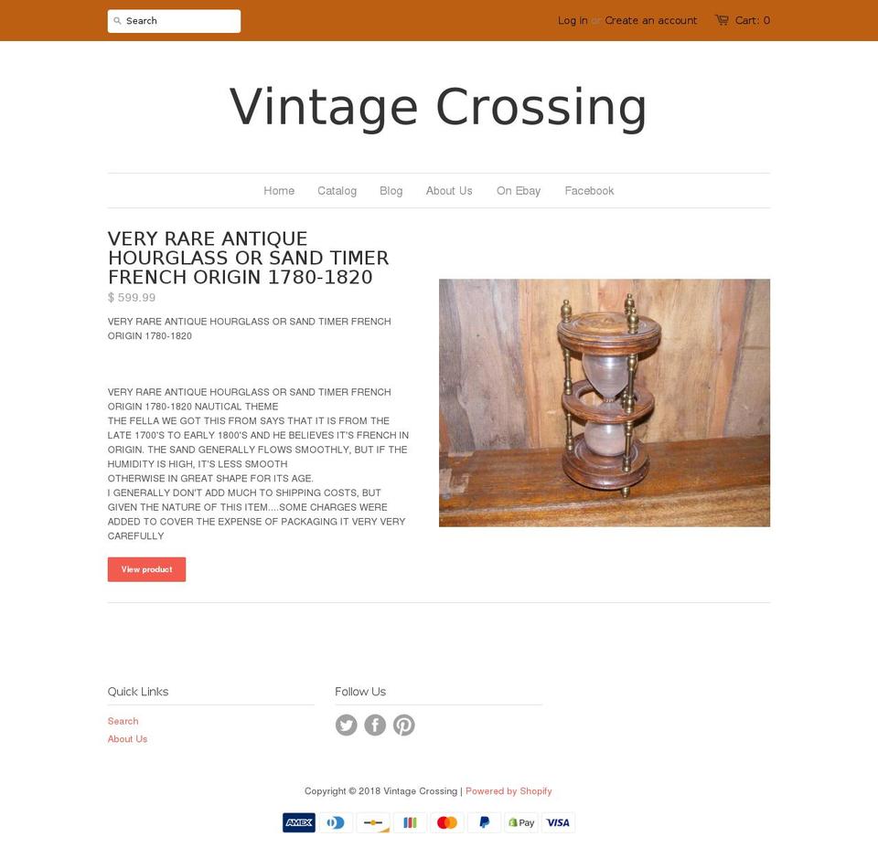 vintagecrossing.net shopify website screenshot