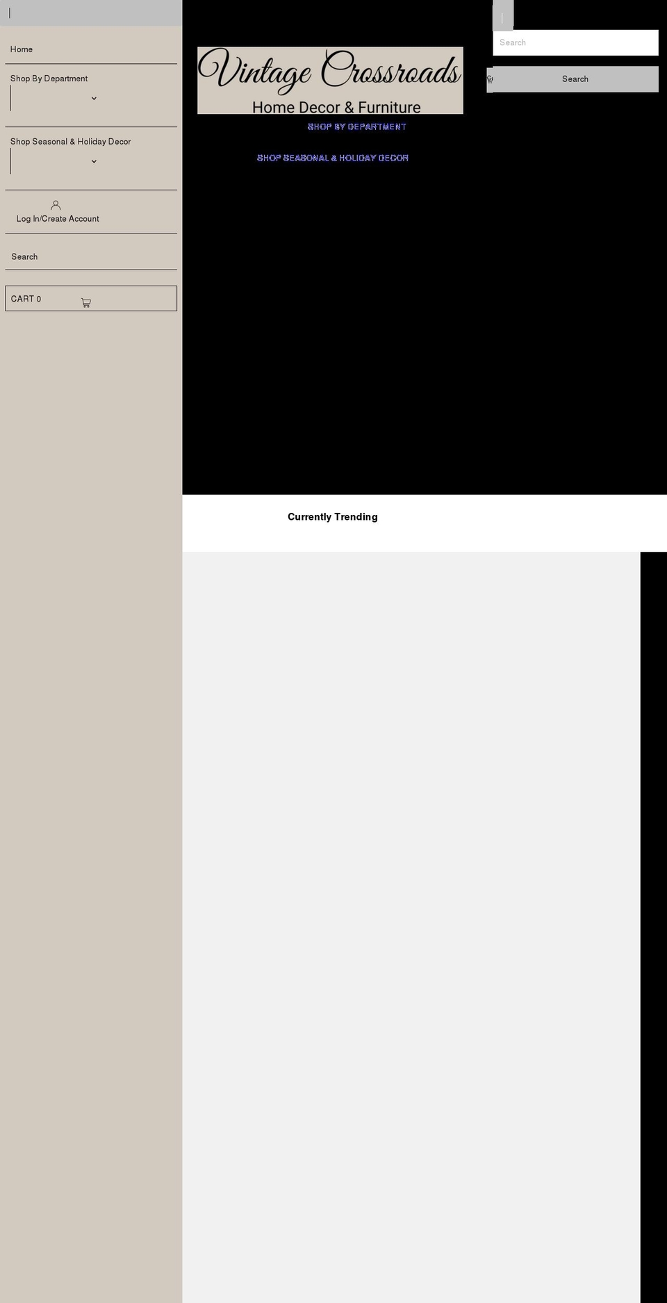 vintagecrossroads.com shopify website screenshot